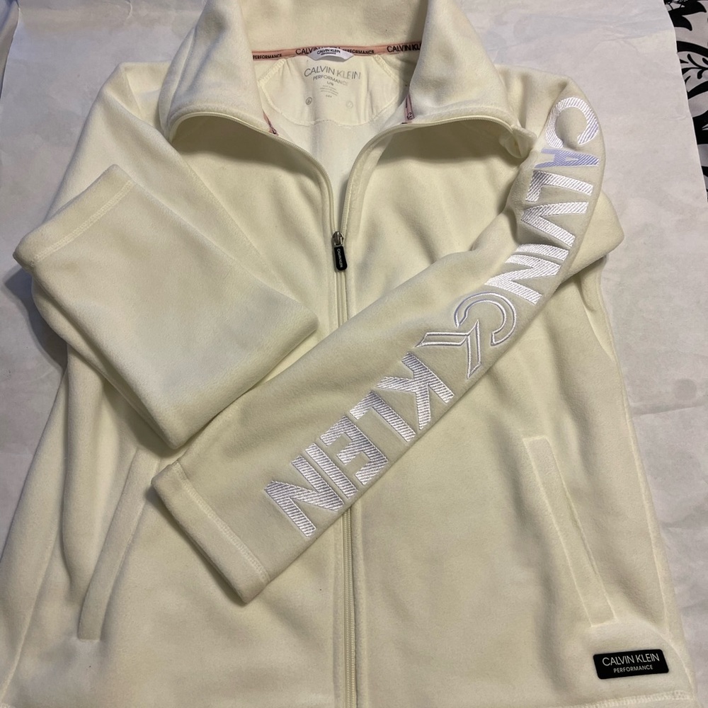 Calvin Klein Performance Dry White Fleece jacket; never worn